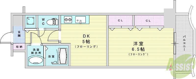ノルデンタワー新大阪(1DK/13階)の間取り写真