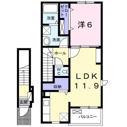 アンダンテ(1LDK/2階)の間取り写真