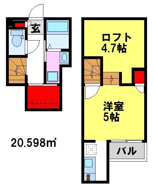 CB鳥栖ヴェールニル(1K/2階)の間取り写真