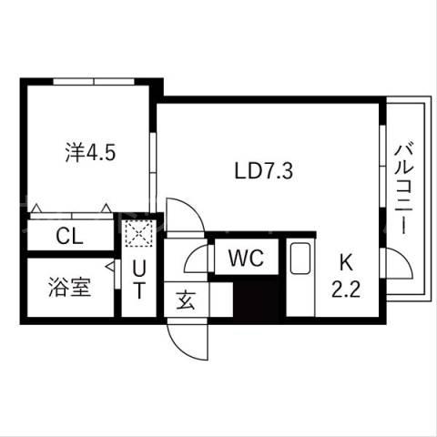 GRANDEEイースト札幌(1LDK/2階)の間取り写真