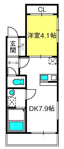 ALBA岩槻本町(1DK/3階)の間取り写真