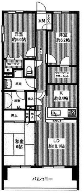 日神パレステージ本厚木リバースクエア(3LDK/9階)の間取り写真