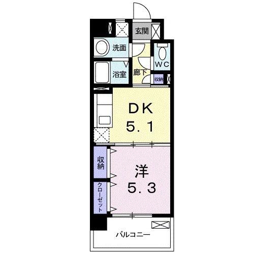 サンセール宮ノ陣(1DK/7階)の間取り写真