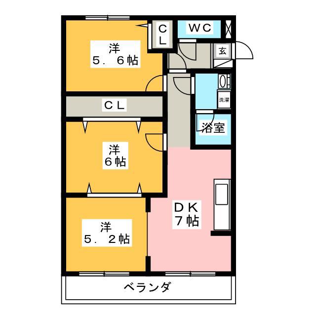 サンモール21(3DK/2階)の間取り写真
