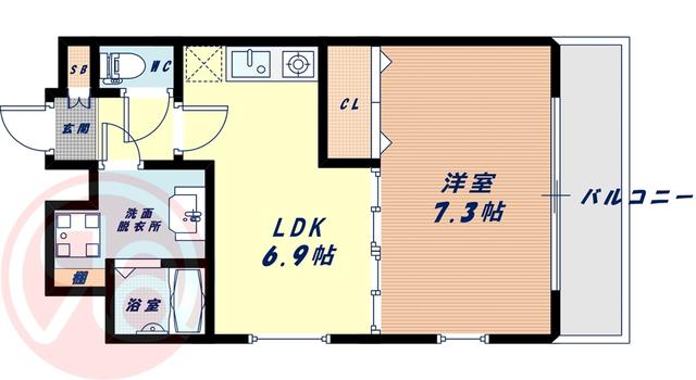 BLUE BEE桜川駅前(1DK/3階)の間取り写真