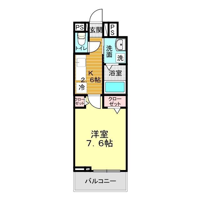 青龍シャトー(1K/3階)の間取り写真