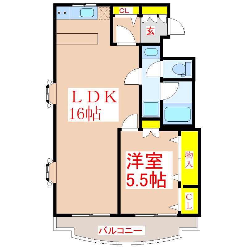 ヴォルフスガルデン上之園(1LDK/6階)の間取り写真