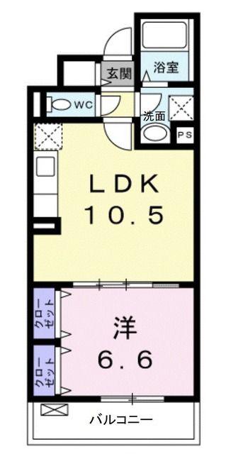 ウイステリア関口(1LDK/2階)の間取り写真