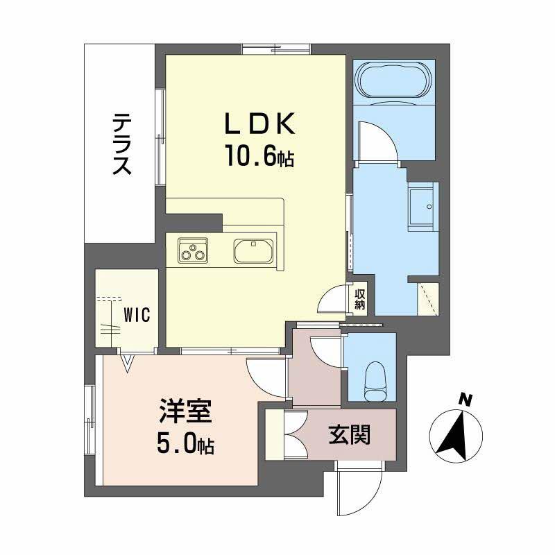 ハイネスト霞町(1LDK/1階)の間取り写真