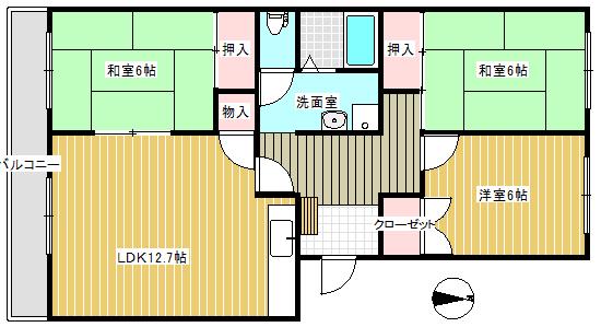 グランドフォレストA棟(3LDK/2階)の間取り写真