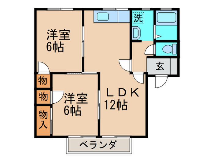 パークヒルズ藤原A(2LDK/2階)の間取り写真