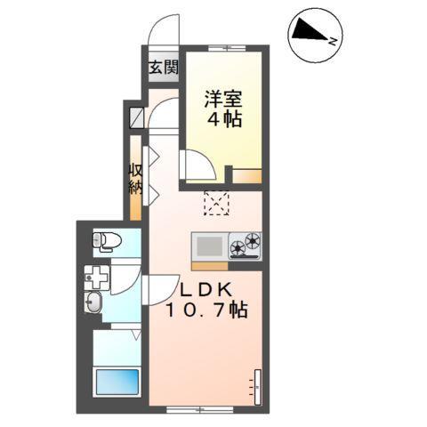 渡橋町アパート(1LDK/1階)の間取り写真