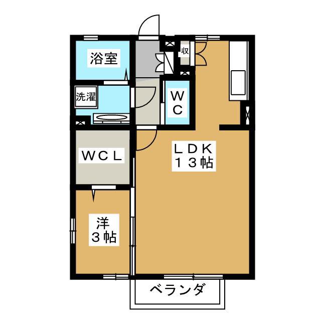 セレーノA(1LDK/2階)の間取り写真