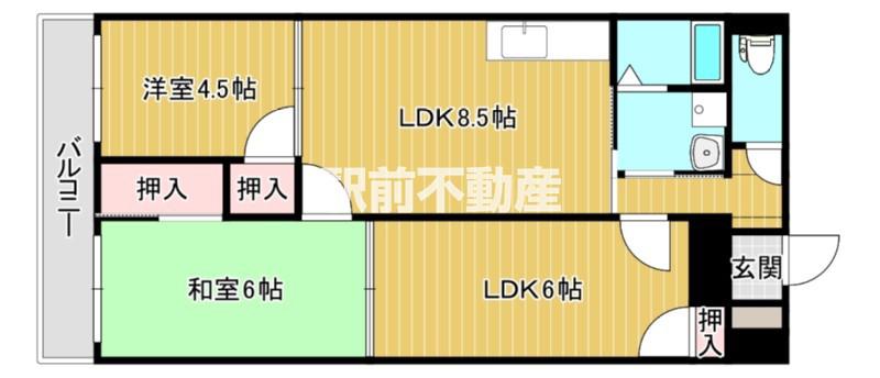 合川ビレッジI(3LDK/1階)の間取り写真