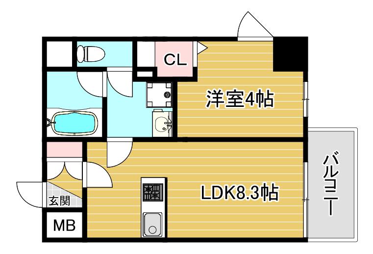 ブエナビスタ梅田イースト(1LDK/6階)の間取り写真