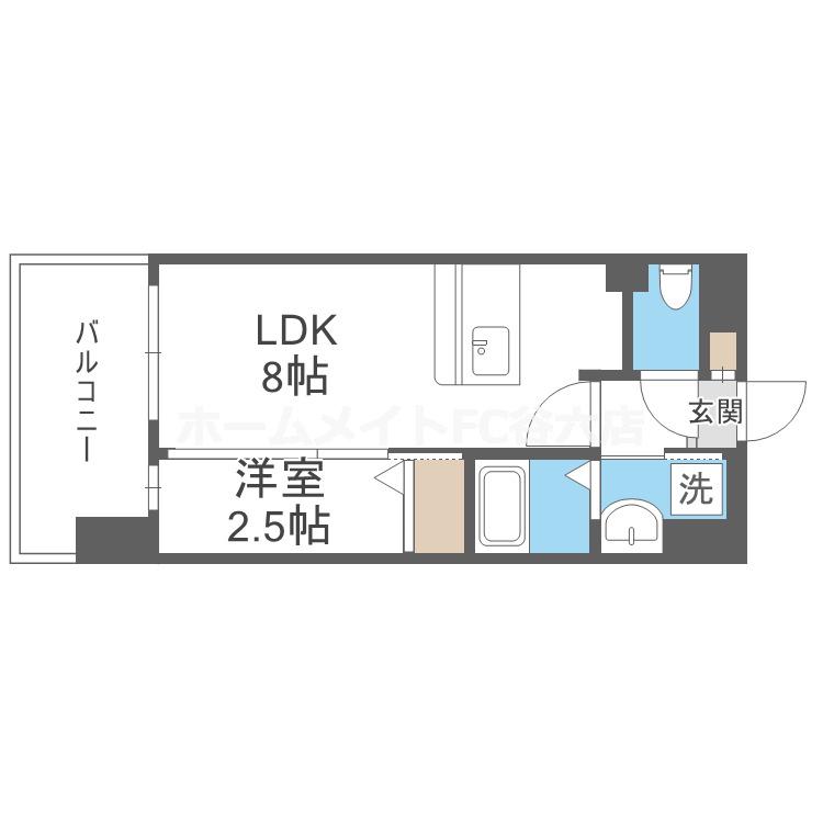 LUXE玉造南(1LDK/7階)の間取り写真