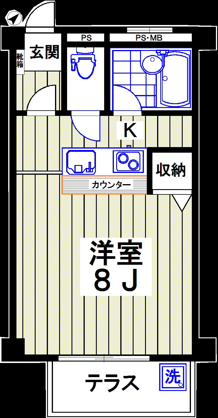 Fハウス(1K/1階)の間取り写真