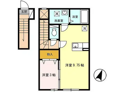 マノワール・リヴィエール I(1LDK/2階)の間取り写真