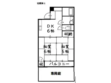 サンライズコーポ(2DK/1階)の間取り写真