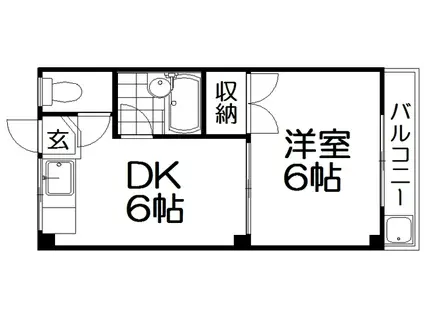 喜田ハイツ(1DK/3階)の間取り写真