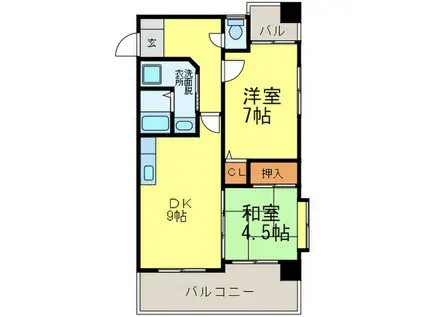 セレーヴル博多南(2DK/7階)の間取り写真