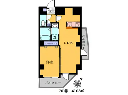 フェリーチェ巣鴨(1LDK/7階)の間取り写真