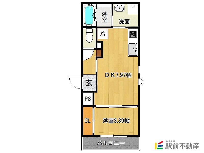 CHERIM久留米駅南(1DK/2階)の間取り写真