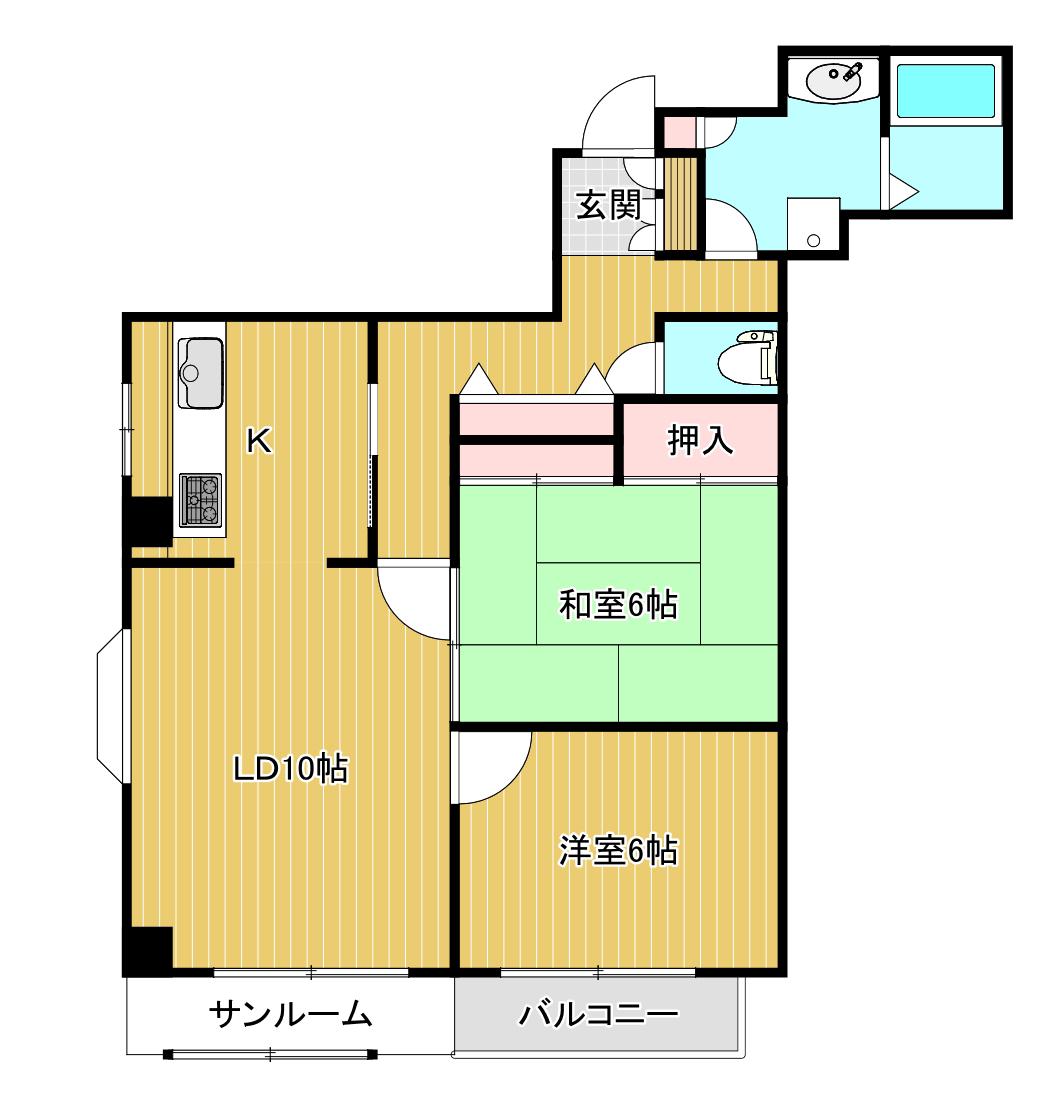 ロイヤルマンション(2SLDK/2階)の間取り写真