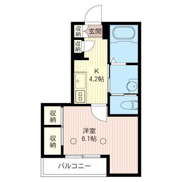 エミオ長崎(1K/1階)の間取り写真
