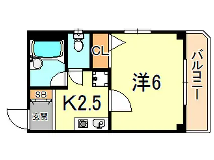 カーサ滝の茶屋(1K/3階)の間取り写真