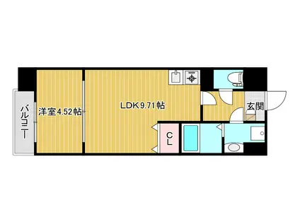 ハプナミナミハマ(1LDK/2階)の間取り写真