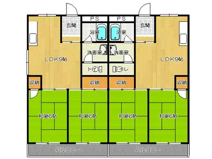 マルヨシハイツ(2LDK/3階)の間取り写真