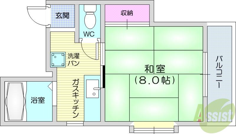 サンライズアオバ(1K/2階)の間取り写真