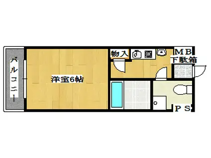 カーサ王塚台(1K/4階)の間取り写真