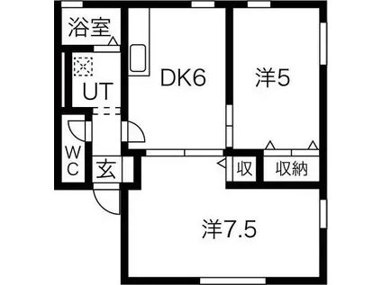 レトア絹香B(2DK/1階)の間取り写真