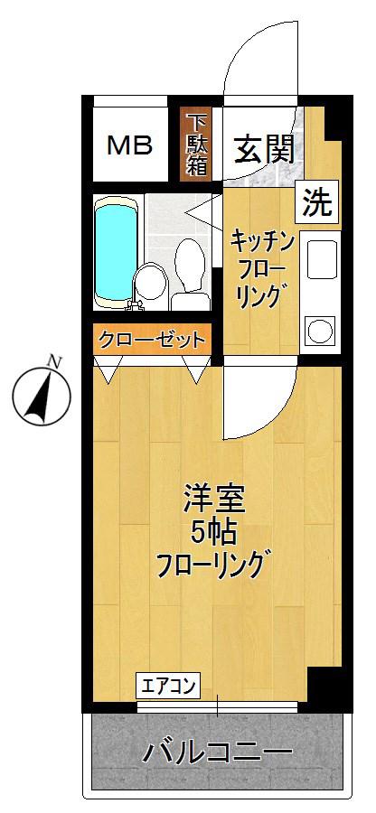 リーセントパレス多摩(1K/2階)の間取り写真