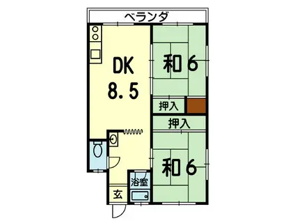 MIKIハイツ(2DK/2階)の間取り写真