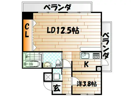 小倉スカイマンション天神島(1LDK/7階)の間取り写真