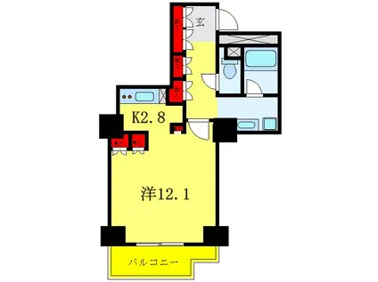 文京グリーンコートビュータワー本駒込(ワンルーム/8階)の間取り写真
