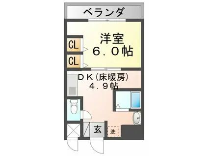 第18関根マンション(1DK/8階)の間取り写真