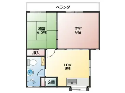 平敷アパートA棟(2LDK/3階)の間取り写真