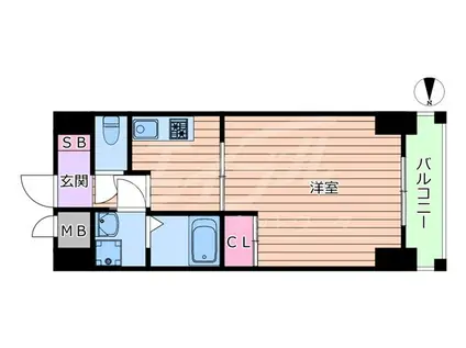 地下鉄御堂筋線 江坂駅 徒歩7分 11階建 築22年(1K/2階)の間取り写真