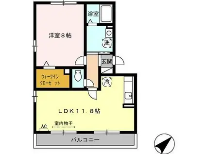 エクレール新栄A・B(1LDK/2階)の間取り写真