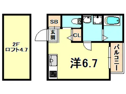 レグルス須磨(ワンルーム/2階)の間取り写真