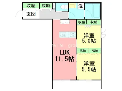 VILLA SHONAN(2LDK/1階)の間取り写真