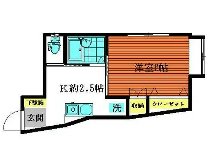 東急目黒線 武蔵小山駅 徒歩5分 2階建 築57年(1K/2階)の間取り写真