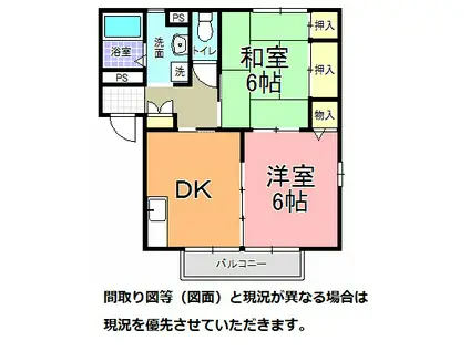 コーポ助川 C棟(2DK/1階)の間取り写真