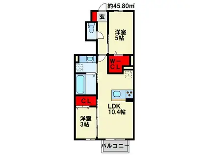 セジュール原町VI(2LDK/1階)の間取り写真