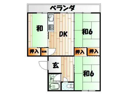 オベリスク常岡(3DK/5階)の間取り写真
