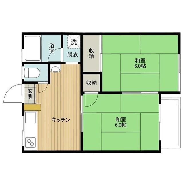 イタクラアパート3号館(2DK/1階)の間取り写真